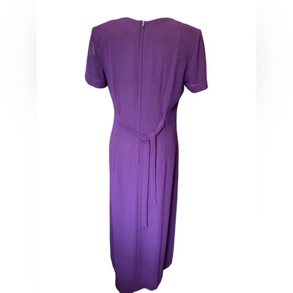 Jessica Howard Vintage 90s Purple Embroidered Sequin Whimsical Butterfly Dress - Picture 6 of 7